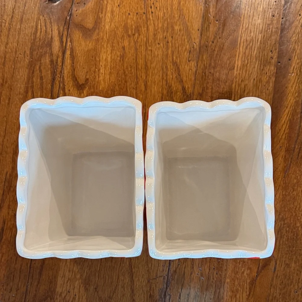 Rae Dunn Red and White Striped Popcorn Containers